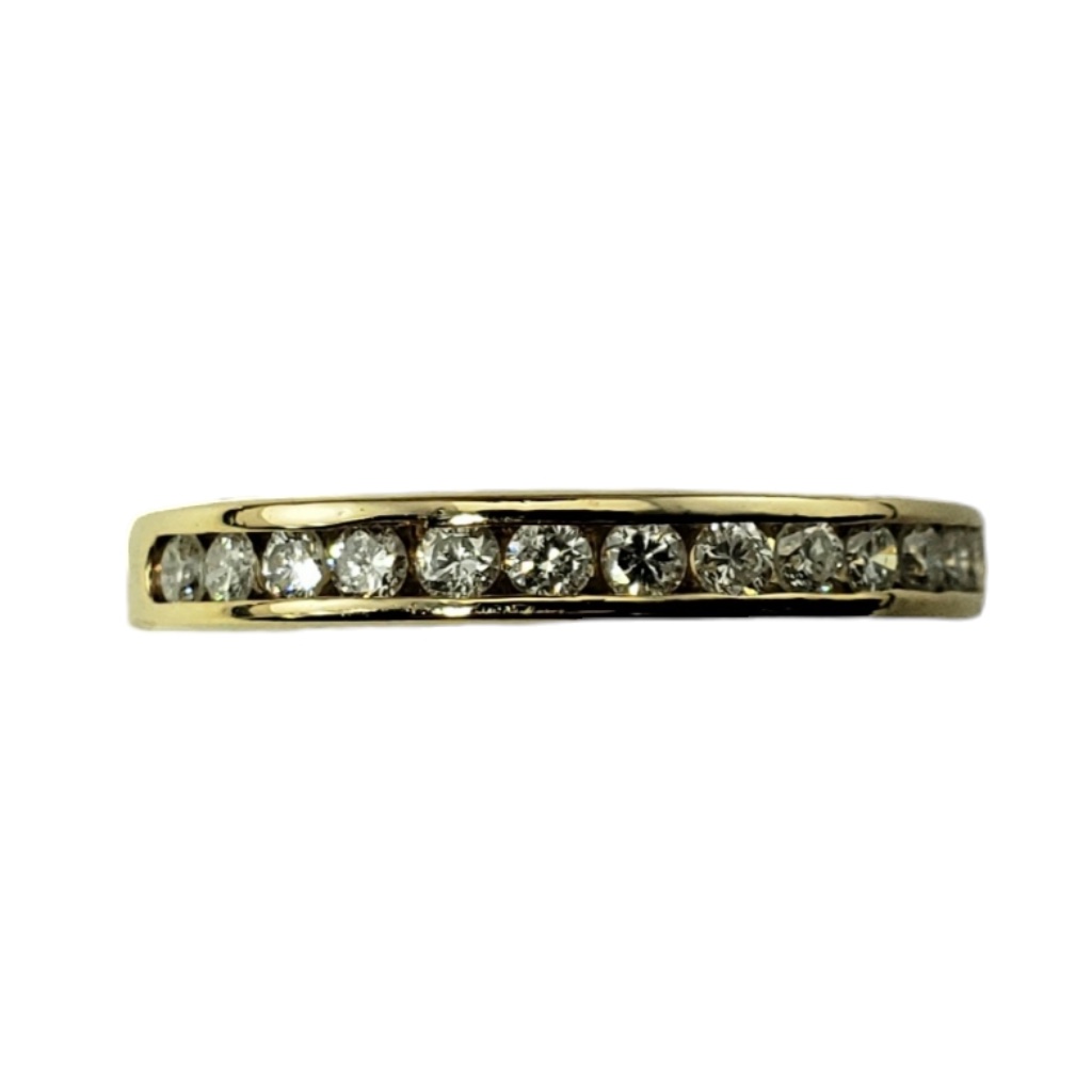 14 Karat Yellow Gold And Diamond Wedding Band Ring Size 6 #15967